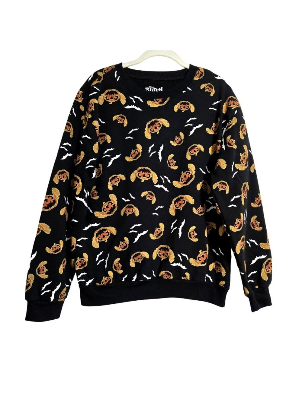 Disney Stitch Halloween Jack-O-Lantern Bat All-over Print Sweatshirt Size Large